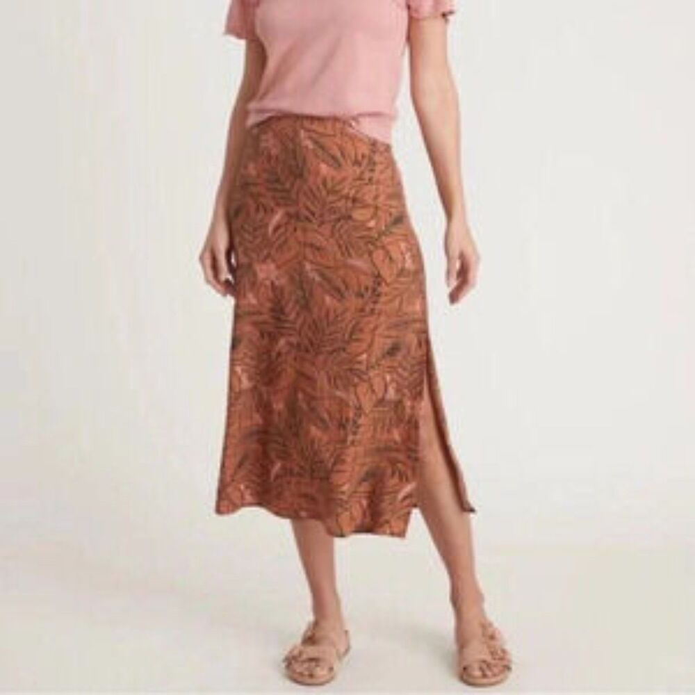 Marine Layer Ryan Floral Slip Midi Skirt in Sierra Foliage